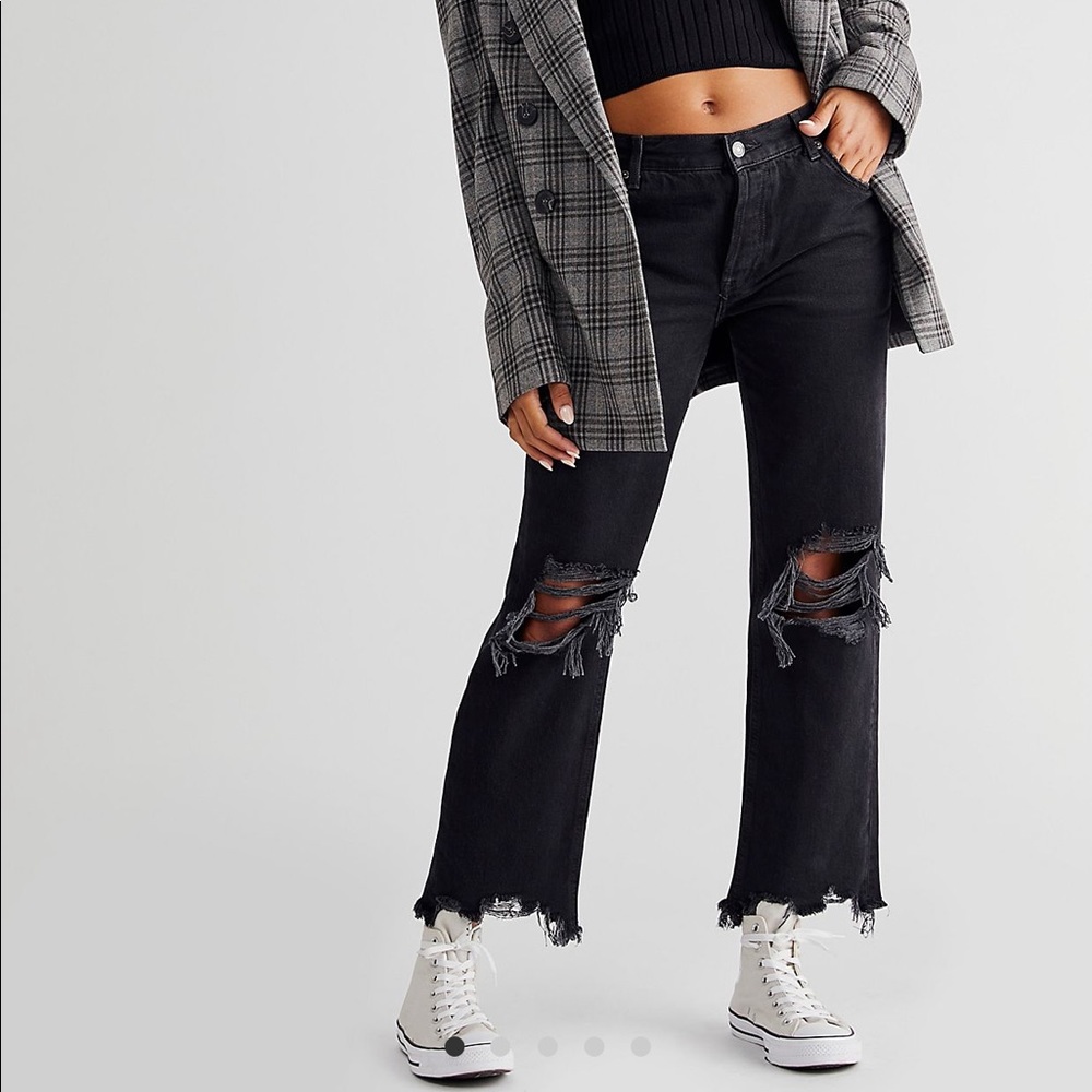 Free people mid rise Maggie jeans in black size 27